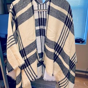 Gray and White Plaid Shawl